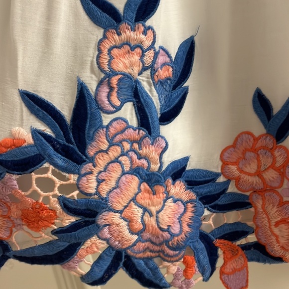 As U Wish White Dress With Blue Pink Purple Embroidered Flowers and Designs - Picture 4 of 7